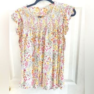 Old Navy flowy floral top women’s xxl - ruffle smocked top